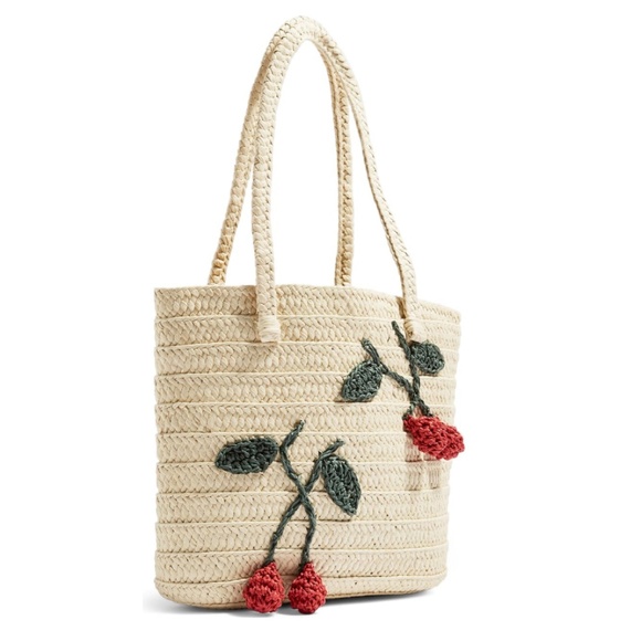 NWT Cherry Straw Tote Bag - Picture 5 of 6
